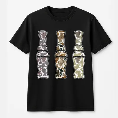 Retro Camo Duck Calls Unisex T-Shirt,Duck Camo Hunting T-Shirt,Duck Hunt Design,Casual Wear Top