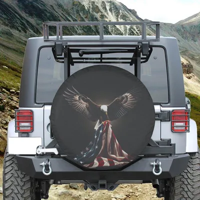Patriotic Eagle Spare Tire Cover, American Flag Design, Usa Pride Car Accessory For Veterans And Freedom Lovers Spare Tire Cover