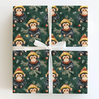 Monkey Business - Gift Wrap for Christmas, Holidays Wrapping Paper, Christmas Wrapping Paper