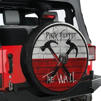 Crossed Hammers Red White Spare Tire Cover, The Wall Brick Design Protector, Rock Music Fan Car Tire Cover, Universal Vehicle Spare Tire Cover