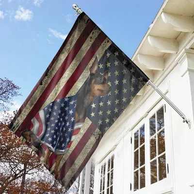American Flag Doberman Pinscher Dog, House Flag For Dog Lover Vertical House Flag