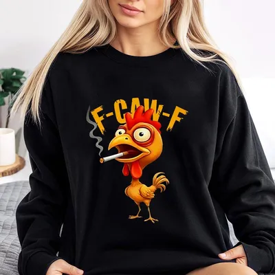 Smoking Chicken Sweatshirt Funny Chicken Meme Sweatshirt Sarcastic Farm Animal Graphic Sweatshirt Hilarious Chicken Humor Sweatshirt Funny