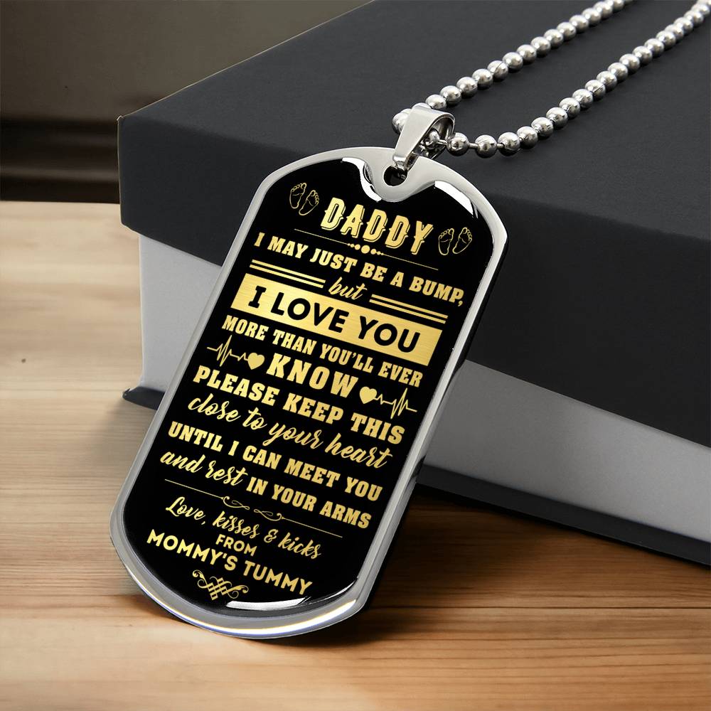 Personalized Dog Tag, New Dad Gift, Daddy Gift From Unborn, New Dad Gift From Wife, Bump Gift, New Dad Gift Idea - Army Tag Necklace, Dog Tag