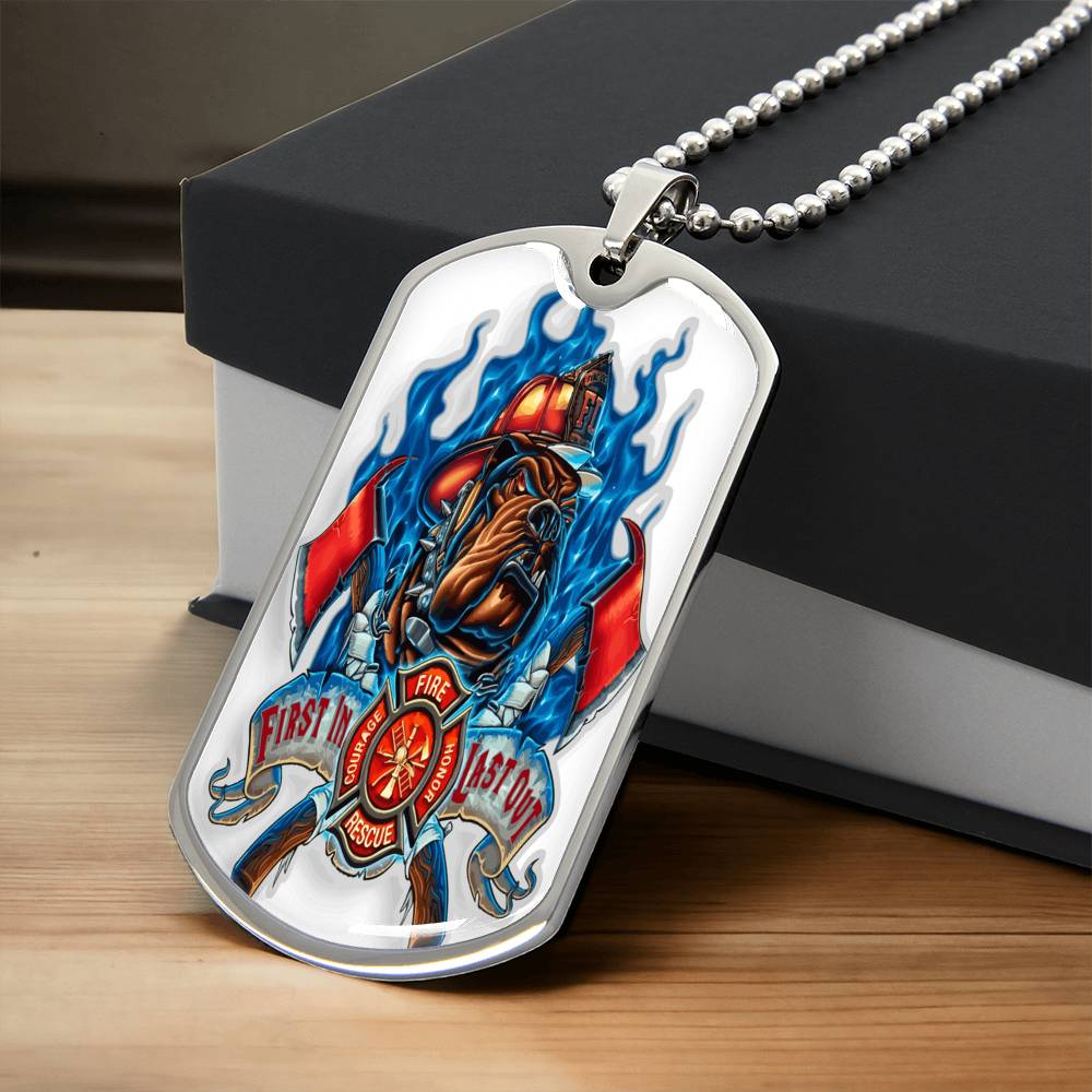 Best Gift For Firefighter Who Is A Pitbull Dog Lover - Army Tag Necklace, Dog Tag