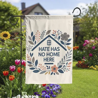 Hate Has No Home Here Spring Boho Garden Flag, Coexist House Yard Sign, Make Empathy Great Again, Immigrants Make America Great Flag Vertical Garden Flag