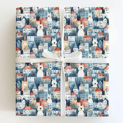 City with the Westies - Gift Wrap for Christmas, Holidays Wrapping Paper, Christmas Wrapping Paper