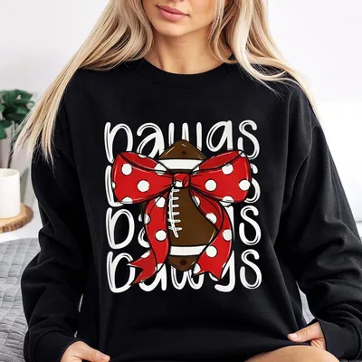 Cute Georgia Dawgs Sweatshirt With Football Bow Georgia Football Unisex Sweatshirt Gift For Her Or Him On Game Days