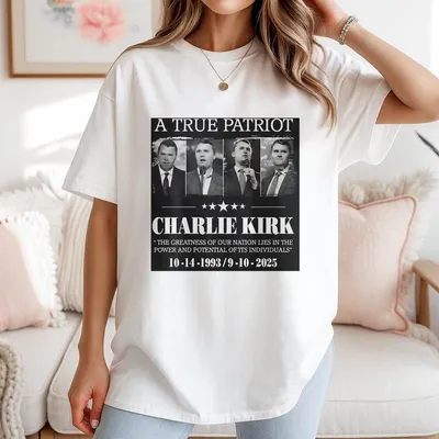 Charlie Kirk Memorial T-Shirt A True Patriot Tribute Black Vintage Graphic Quote Casual Streetwear
