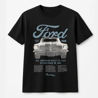 Ford Mustang Built To Last T-Shirt,Vintage Car T-Shirt For Enthusiasts,Casual Wear Men Womenswear