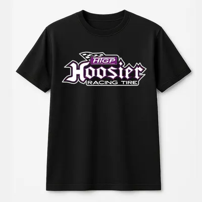 Unisex Hoosier Racing Tire T-Shirt, High Speed Race Track Graphic, Maroon Motorsports Gearhead Apparel