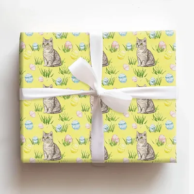 Easter Eggs with the American Shorthair - Gift Wrap for Christmas, Holidays Wrapping Paper, Christmas Wrapping Paper