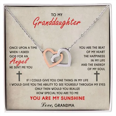 To My Granddaughter Interlocking Heart Necklace Interlocking Hearts Necklace