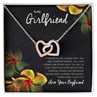Girlfriend Interlocking Hearts Romantic Necklace Gift For Valentine'S Day Interlocking Hearts Necklace