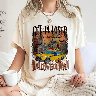 Get In Loser We Are Saving Halloween Town T-Shirt, Vintage Halloween Est 1998 T-Shirt, Halloweentown T-Shirt, Pumpkin T-Shirt, Taxi Skeleton