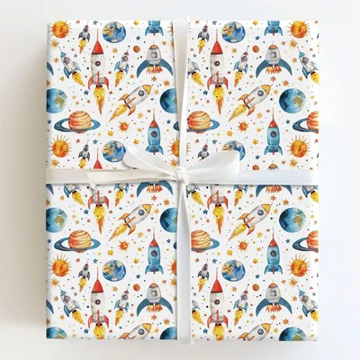 Space Race - Gift Wrap for Christmas, Holidays Wrapping Paper, Christmas Wrapping Paper