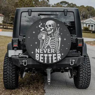Funny Skeleton Halloween Skull Spare Tire Cover With Or Without Backup Camera Hole, Skeleton Spare Tire Cover With Camera Hole Spare Tire Cover