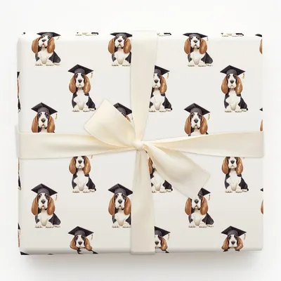 Basset Hound Graduate - Gift Wrap for Christmas, Holidays Wrapping Paper, Christmas Wrapping Paper