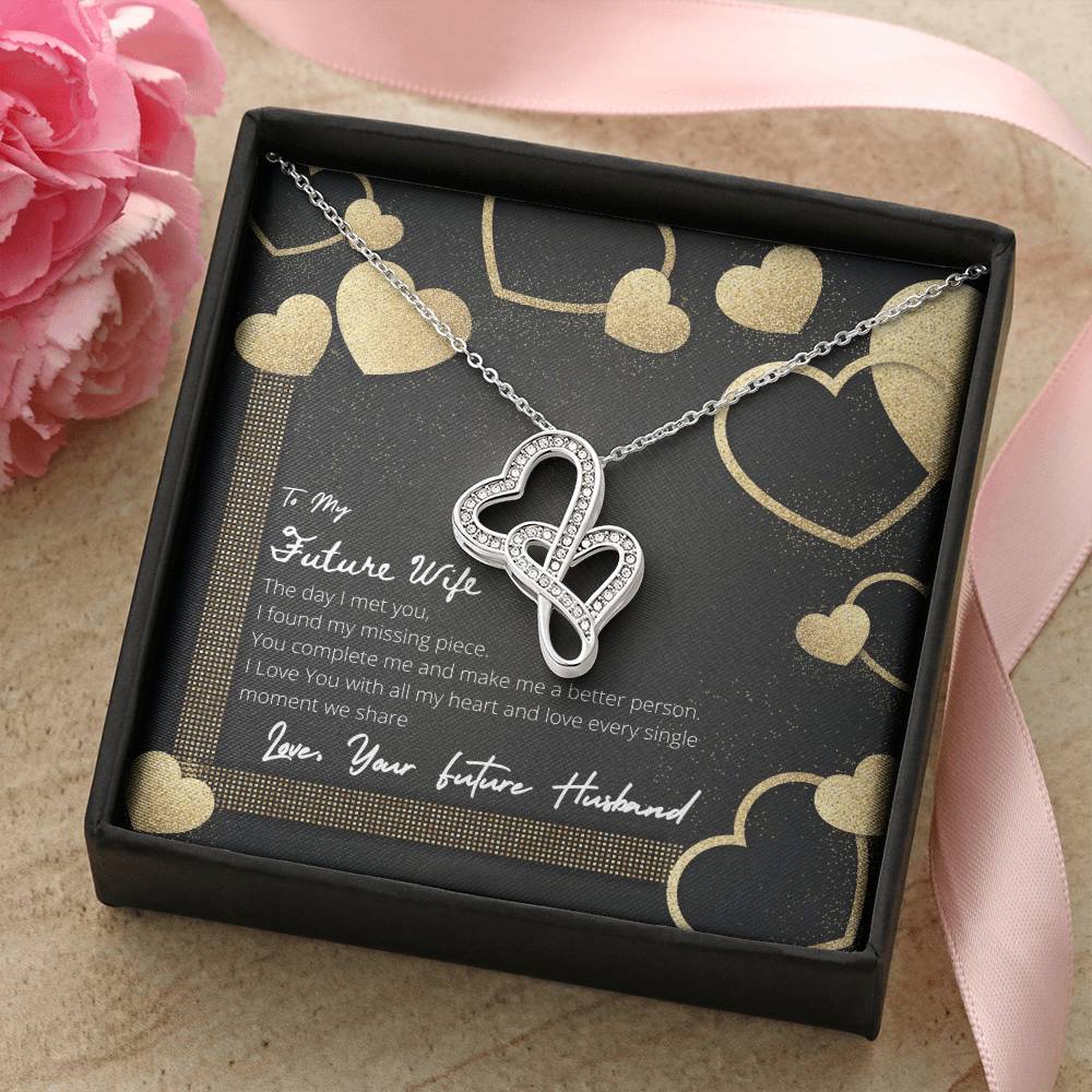 To My Future Wife - You Complete Me - Necklace Double Hearts Necklace