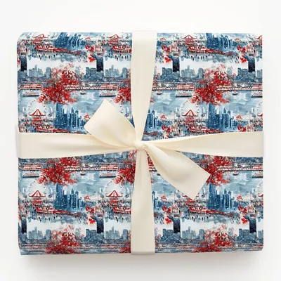 Snowflakes At Navy Pier - Gift Wrap for Christmas, Holidays Wrapping Paper, Christmas Wrapping Paper