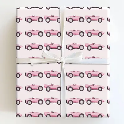Wheels of Pink - Gift Wrap for Christmas, Holidays Wrapping Paper, Christmas Wrapping Paper