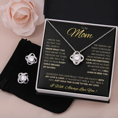 Mom -  Thank You For Everything Love Knot Earring & Necklace Set