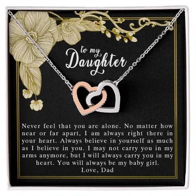 To My Daughter Love Dad Interlocking Hearts Necklace