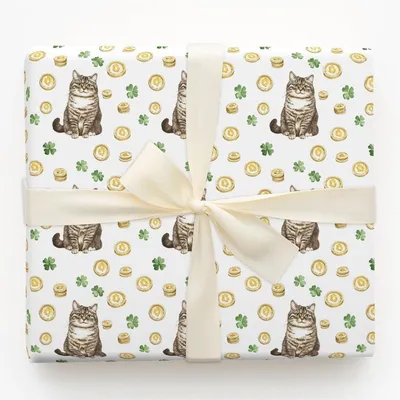 Golden with the Domestic Shorthair - Gift Wrap for Christmas, Holidays Wrapping Paper, Christmas Wrapping Paper