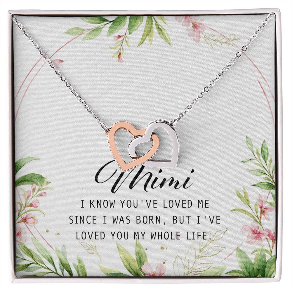 Mimi Interlocking Hearts Necklace Message Card