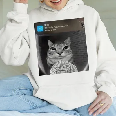Ring Cat With Motion Meme Funny Cat Hoodie Parody Hoodie Funny Cat Cat Meme Meme Hoodie Silly Hoodie Casual Vintage Cotton