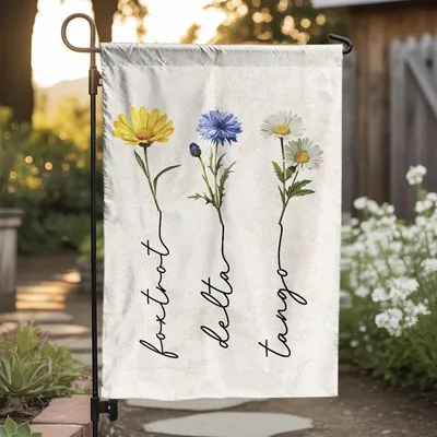 Vertical Garden - Foxtrot Delta Tango, Garden Flag, Floral Design, Patriotic Military Phonetic Theme Vertical Garden Flag