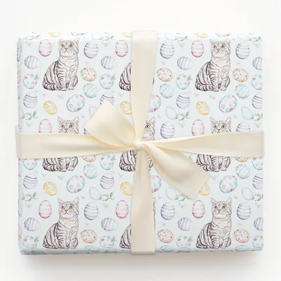 Easter Eggs with the American Wirehair - Gift Wrap for Christmas, Holidays Wrapping Paper, Christmas Wrapping Paper