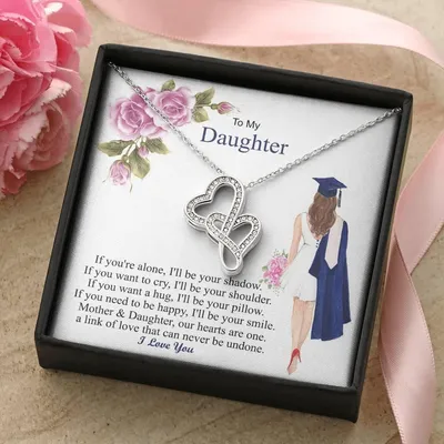 Mother & Daughter Our Hearts Are One Graduation Day - Necklace Double Hearts Necklace