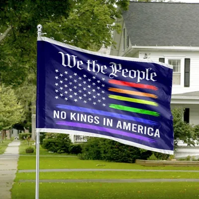 House Flag Pride American Rainbow We The People No Kings In America Horizontal House Flag