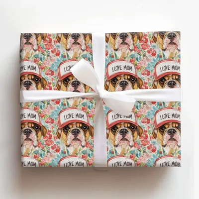 Mom's Favorite Bulldog - Gift Wrap for Christmas, Holidays Wrapping Paper, Christmas Wrapping Paper