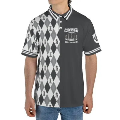 Chess Polo Polo Shirt, Knight Piece & Argyle Pattern, Smart People Sport Quote