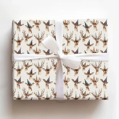 Party Fawn - Gift Wrap for Christmas, Holidays Wrapping Paper, Christmas Wrapping Paper