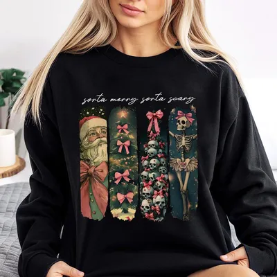 Sorta Merry Sorta Scary Christmas Sweatshirt Sweatshirt Sweatshirt Retro Gift For Xmas Cotton Womenswear Tops