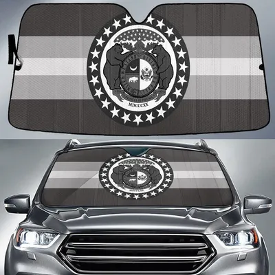 Missouri State Subdued Flag White And Grey Printed Car Sun Shades Cover Auto Windshield PrintSyde