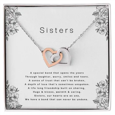 Sisters - An Unbreakable Bond Interlocking Hearts Necklace