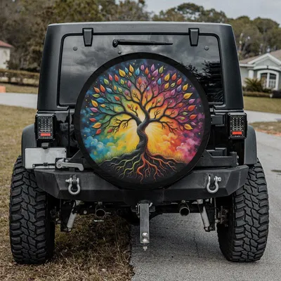 Boho Tree Of Life Spare Tire Cover, Spiritual Floral Mandala Design, Decorative Car Accessory For Women And Nature Lovers Spare Tire Cover