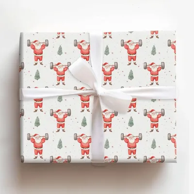 Jolly Gains with Santa - Gift Wrap for Christmas, Holidays Wrapping Paper, Christmas Wrapping Paper