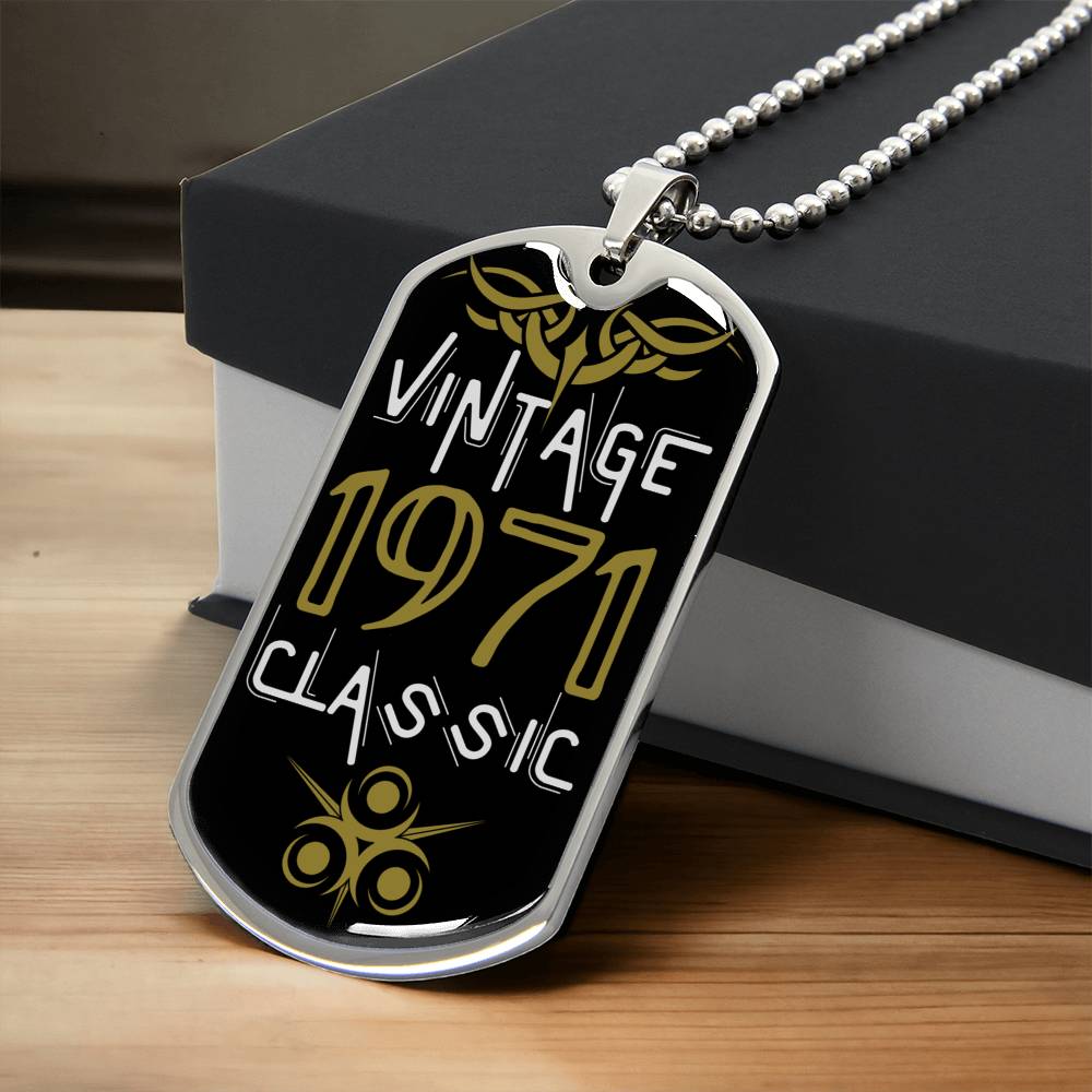 1971 Vintage Classic - Army Tag Necklace, Dog Tag