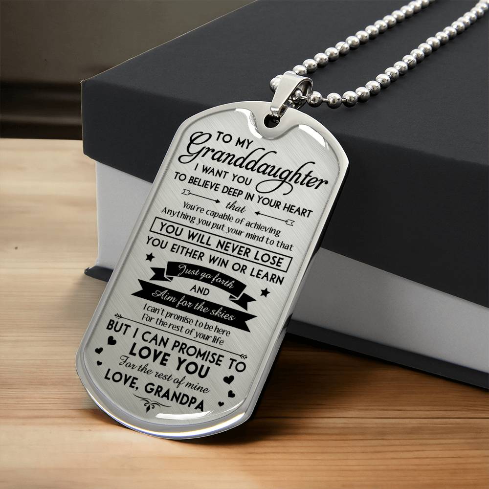 To My Granddaughter- Love Grandpa! - Army Tag Necklace, Dog Tag