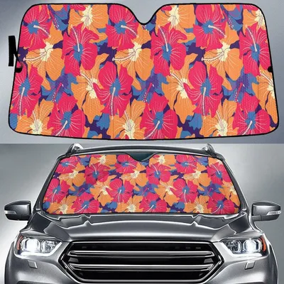 Multicolor Hawaiian Hibiscus Flower Summer Pattern Car Sun Shades Cover Auto Windshield PrintSyde
