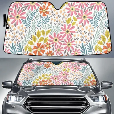 Best Types Of Tropical Flowers Summer Vibe White Theme Car Sun Shades Cover Auto Windshield PrintSyde