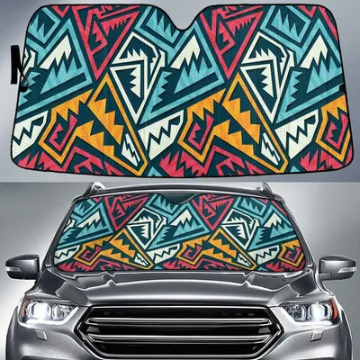 Chromatic Hot Blocks Geometric Shapes All Over Print Car Sun Shades Cover Auto Windshield PrintSyde