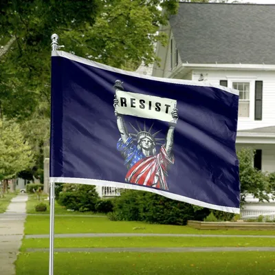 Horizontal House Flag Statue Of Liberty Resist - Political Protest Statement Freedom Yard Decor Horizontal House Flag