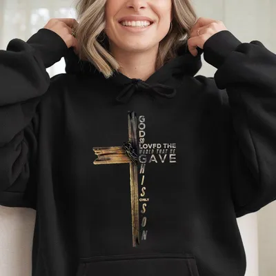 Men And Womens Faithfu Hoodie With Inspirational Cross Graphic Featuring John 3 16 Bible Verse Hoodie Men