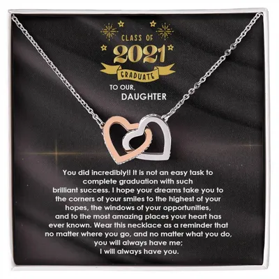 Interlocked Never-Ending Love Necklace For Incredible Graduate Daughter Interlocking Hearts Necklace
