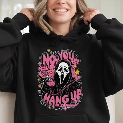 No You Hang Up Hoodie Funny Scary Movie Hoodie Halloween Spooky Season Hoodie Scary Movie Hoodie Horror Movie